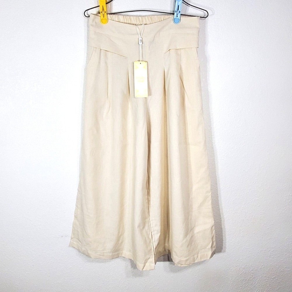 Komili Womens Wide Leg Palazzo Beige Pants Size Asian 2XL Dress Pants